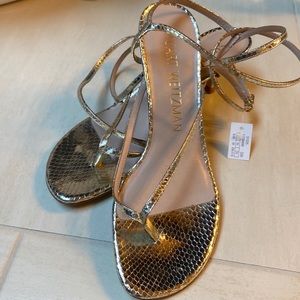 Stuart Weitzman Jimena Sandal, gold metallic, 8.5
